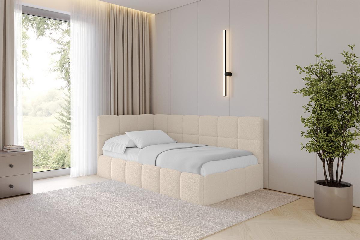 EINZELBETT Jugendbett mit Bettkasten Rechts, mit Matratze - LIVY 90x200 Dunkelbeige - Mokka, Holzwerkstoff/Textil (90/200cm) - ALTDECOR