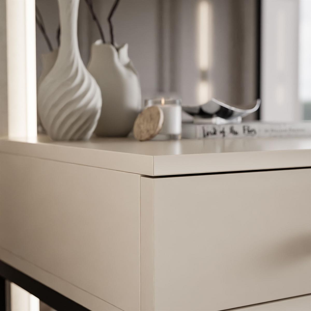 KONSOLE Glamour auf schwarzem Gestell PUSH OPEN - Kaschmir/Schwarz, Holzwerkstoff (100/81/42cm) - Lookway
