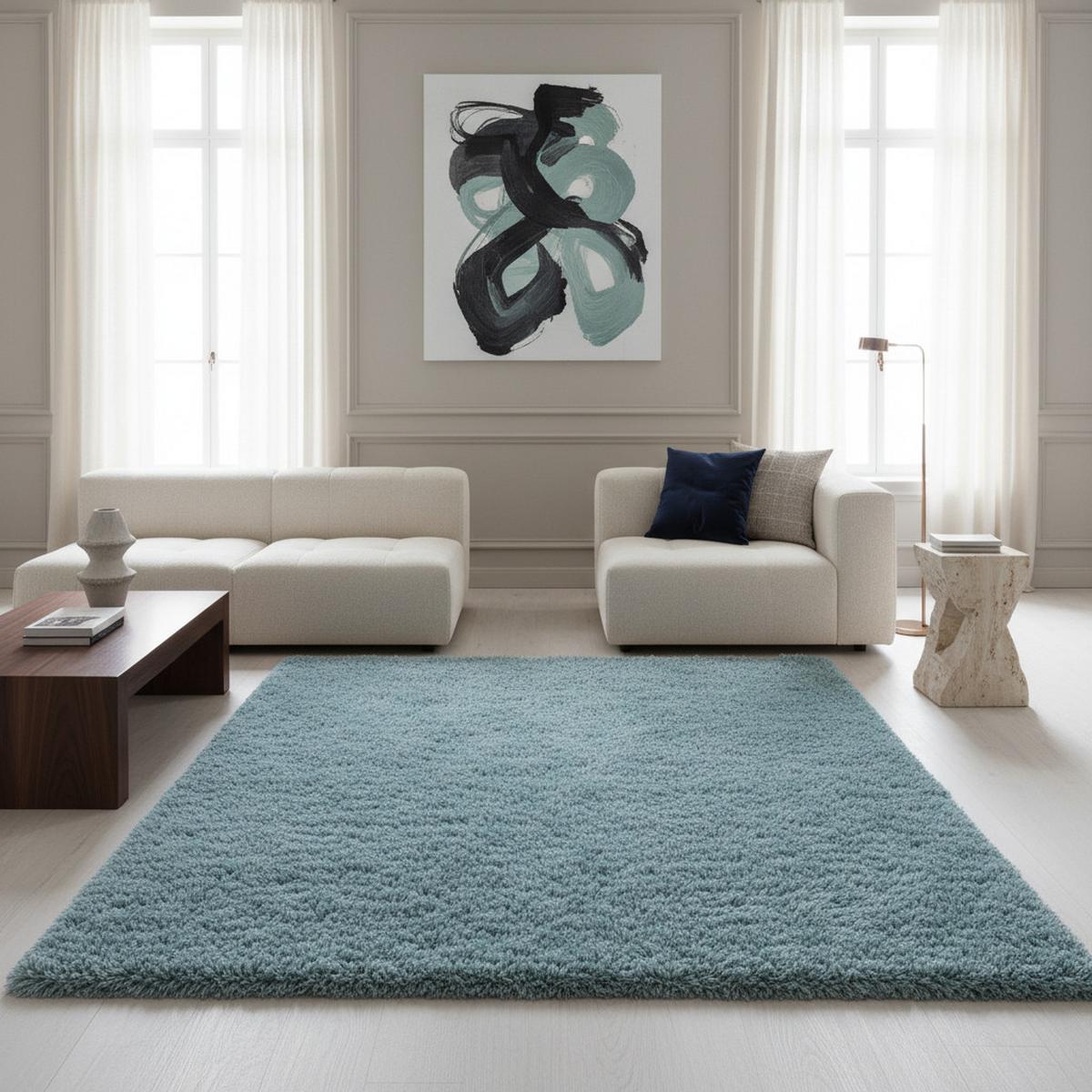 HOCHFLORTEPPICH SALZACH, einfarbig, Blau, 80 x 150 cm - Blau, Textil (150/80cm) - KADIMA DESIGN