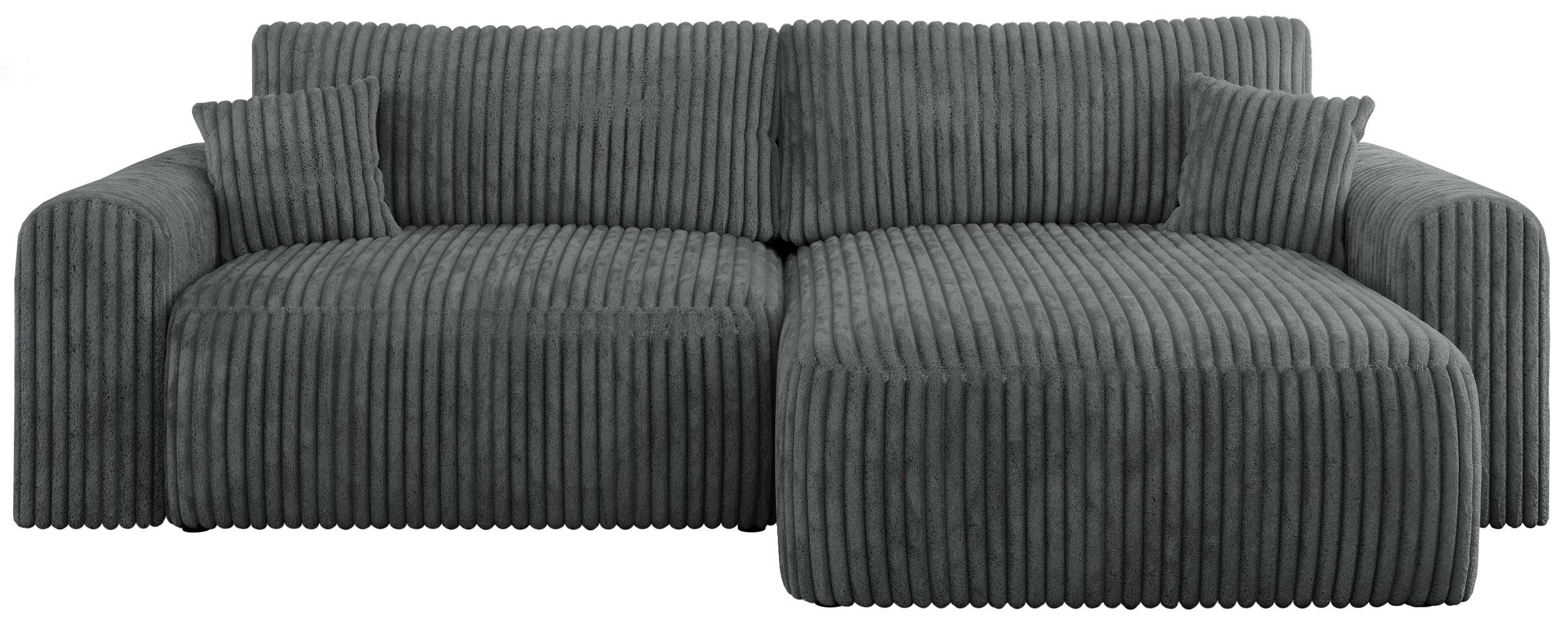 ECKSOFA NELSON Dunkelgrau Cord - Dunkelgrau/Schwarz, Kunststoff/Textil (274/152cm) - MKS