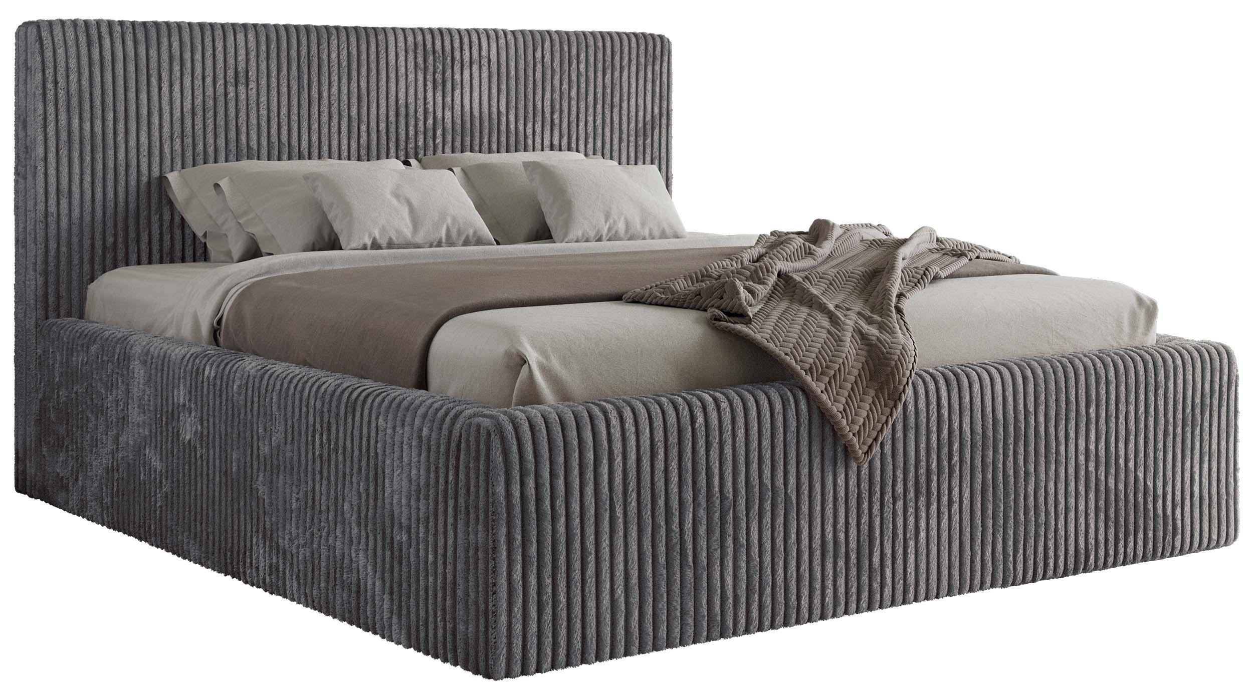 POLSTERBETT TILIANO CLASSIC 140/200 - Grau Cord - ohne Matratze - Grau, Textil (140/200cm) - MKS