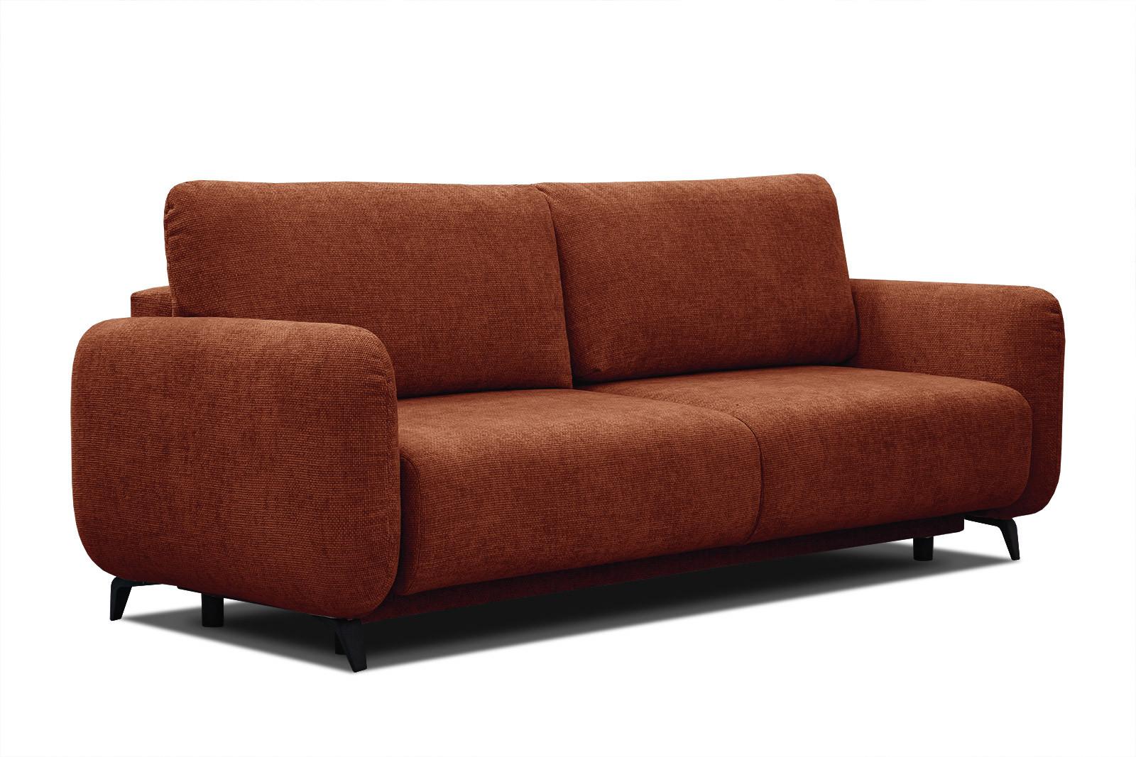 SOFA DRAKE 3-Sitzer mit Schlaffunktion, dunkelorange - Dunkelorange/Braun, Holz/Textil (232/90/107cm) - Wozimo
