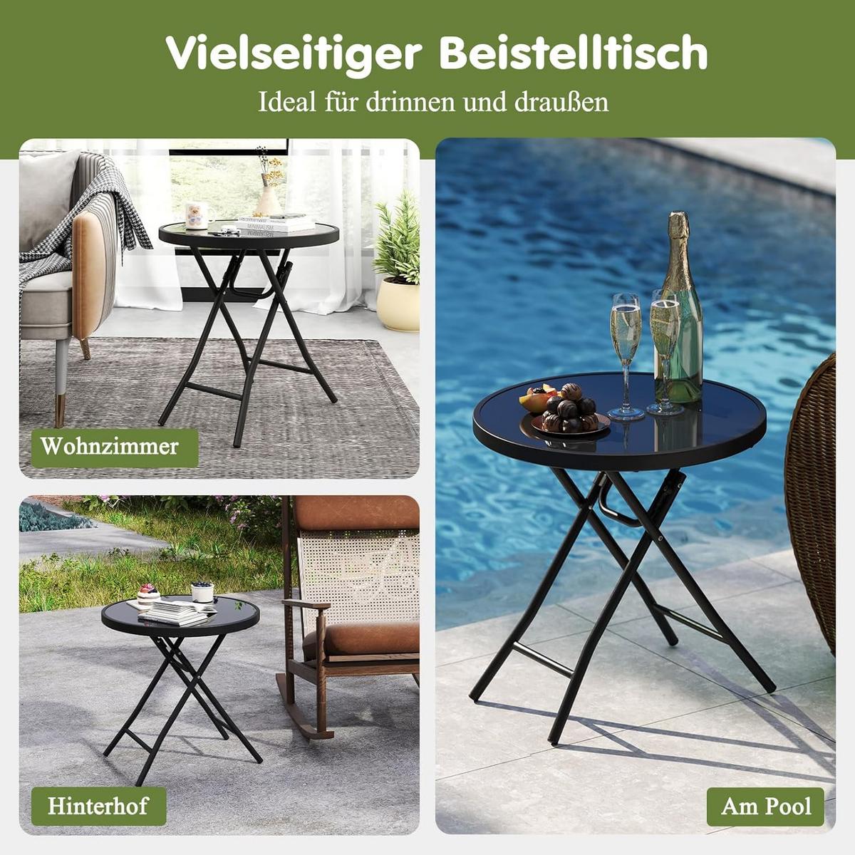 BEISTELLTISCH Schwarz - Schwarz, Metall (46/46/48cm) - COSTWAY