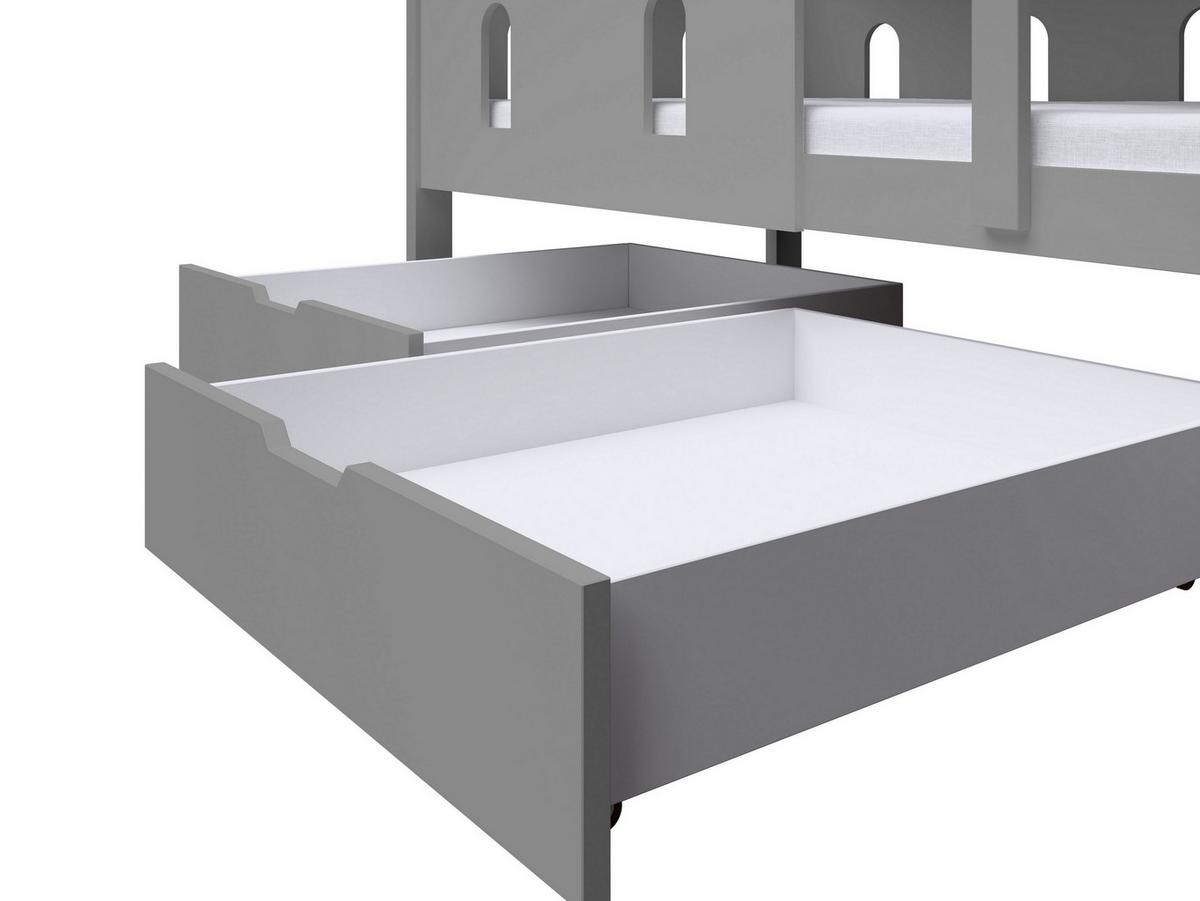ETAGENBETT AVALON mit Bettkasten 75x180 cm Grau - Grau, Holz (75/180cm) - MASSENO