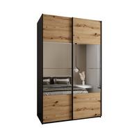 SCHWEBETÜRENSCHRANK 245,5/160/64 2-türig - Schwarz/Eiche Artisan, Holz/Metall (160/245/64cm) - Abiks Möbel