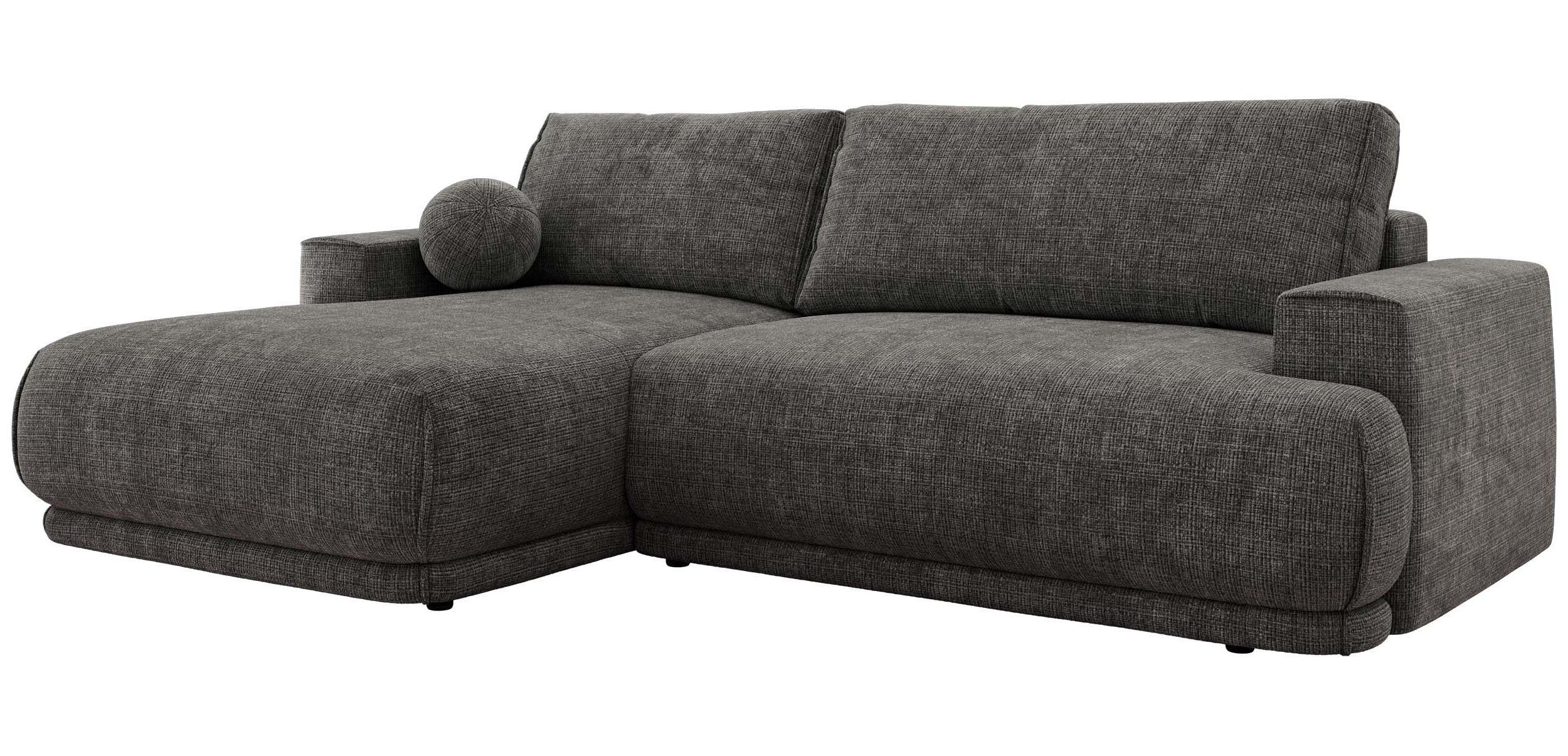 ECKSCHLAFSOFA RINA L Grau Schenille grob gewebt - links - Schwarz/Grau, Kunststoff/Textil (267/170cm) - MKS
