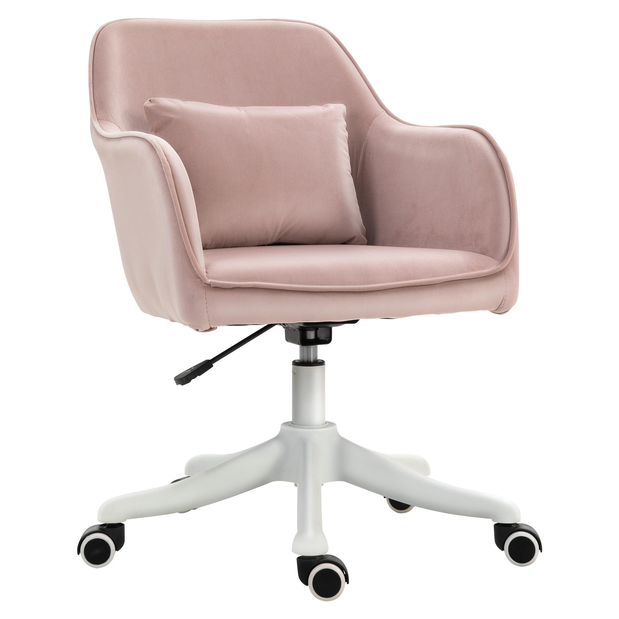 MASSAGE Bürostuhl Drehstuhl Arbeitstuhl mit Vibrationsfunktion Samt Rosa - Rosa, Textil (70/86/57cm) - Vinsetto