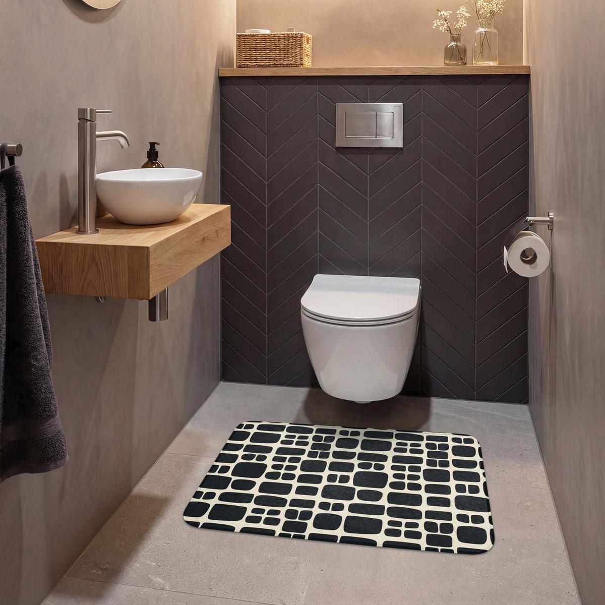 WC-VORLEGER Modern - Bio - Schwarz Toilettenteppich 80x50 cm - Anthrazit, Textil (80/1cm) - OnlyWow