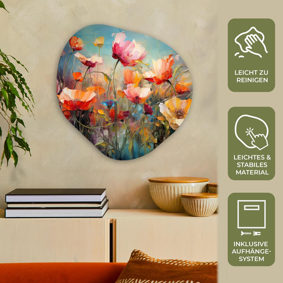 WANDBILD Blumen - Aquarell - Kunst - Botanisch - Natur Wandbild 60x60 cm - Orange, Kunststoff (60/60cm) - MuchoWow