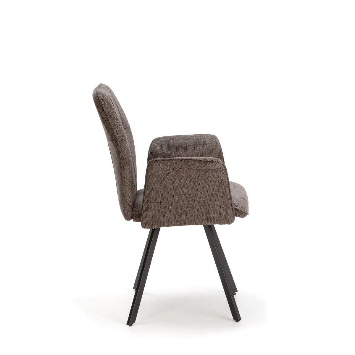 SESSEL (Set aus 2) aus stoff mit schwarzen metallbeinen - mery 62/60/47 cm - Dunkelgrau, Textil (60/47/62cm) - Calicosy