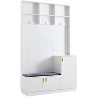 GARDEROBEN-SET 120 cm Weiß Hochglanz nkl. Schuhbank & 3 Haken - Weiß, Holzwerkstoff (120/200/40cm) - Urban Meuble
