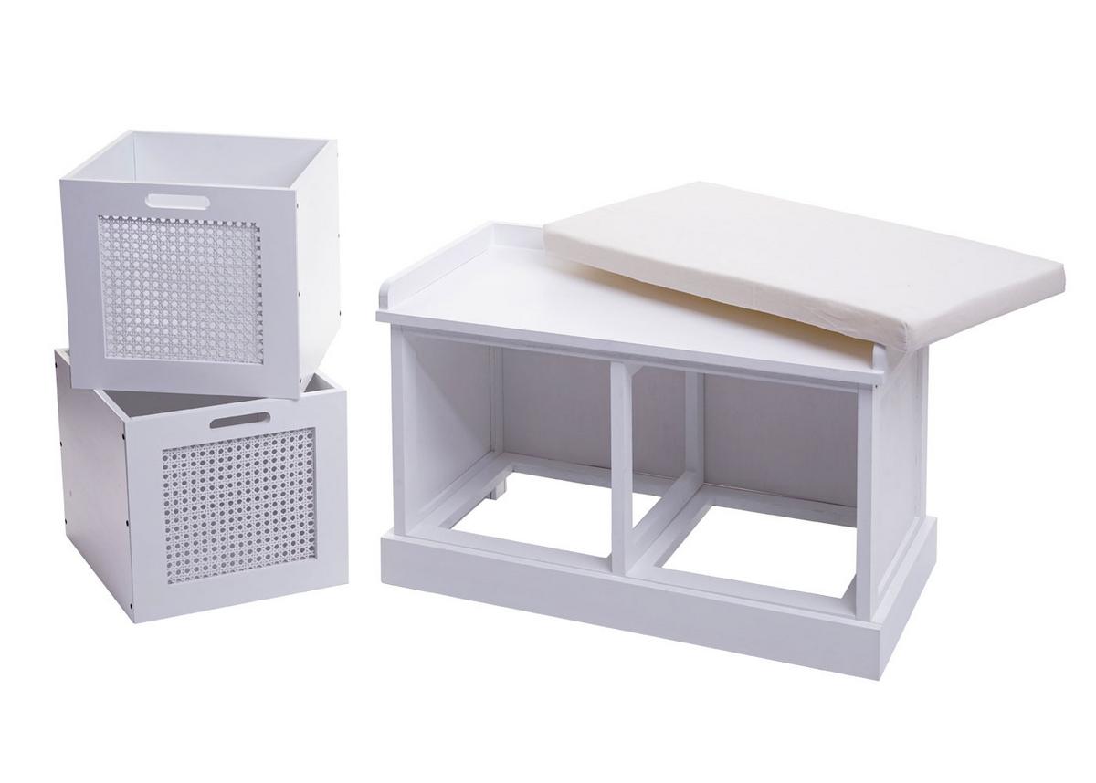 SITZBANK AUFBEWAHRUNGSBOXEN Cremeweiß - Creme/Weiß, Holz (75/47/40cm) - MCW
