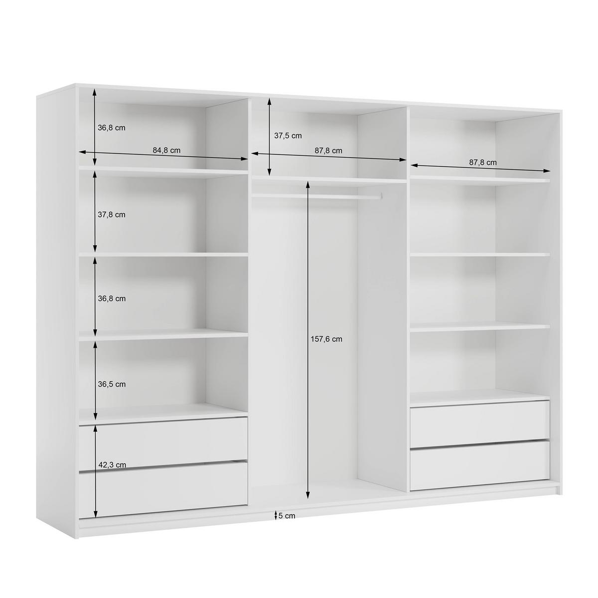 SCHWEBETÜRENSCHRANK TAVI 270/205/60 cm 3-türig mit Spiegel Orange - Orange, Holzwerkstoff (270/205/60cm) - MASSENO