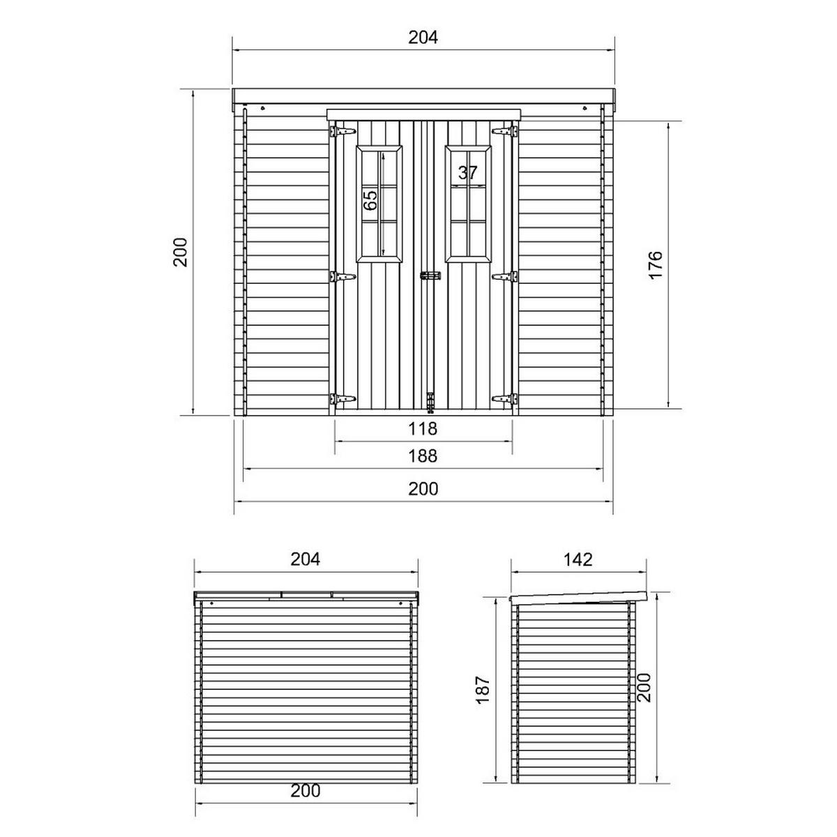HOLZHAUS GARTENHAUSM 311C HOLZHAUS GARTENHAUS - B204xL142xH200 cm/ 2,22 m2 - Beige, Holz (200/200/142cm) - Timbela
