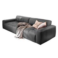LEDERSOFA MIT SITZTIEFENVERSTELLUNG PALACE Schwarz Leder Relaxfunktion - Schwarz, Leder (298/74/120cm) - KAWOLA