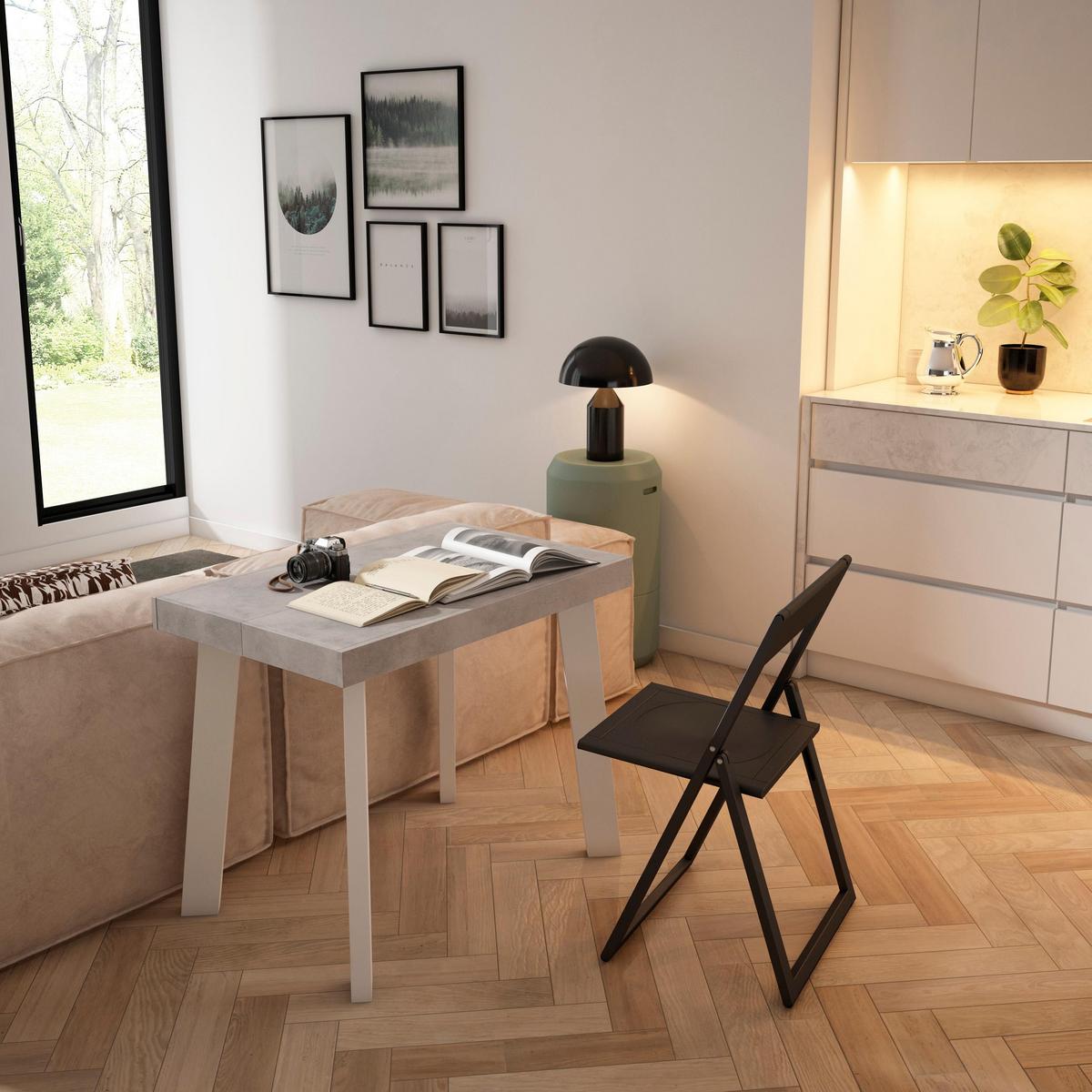 ESSTISCH ausziehbar 58 bis 222cm, für 10 Gäste, zementgrau, 58/90/73cm - Grau, Holzwerkstoff (90/222/73cm) - Skraut Home