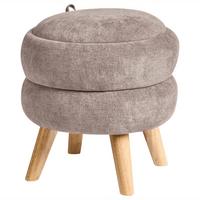 POUF mit Stauraum Chenillegewebe Taupe Hawley - Taupe, Textil (40/41/40cm) - Beliani