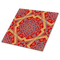 SELBSTKLEBENDE Wandfliesen 9 Stück 30x30 cm - Arabisches Blumenmuster - Rot, Textil (30/1.6/30cm) - TULUP