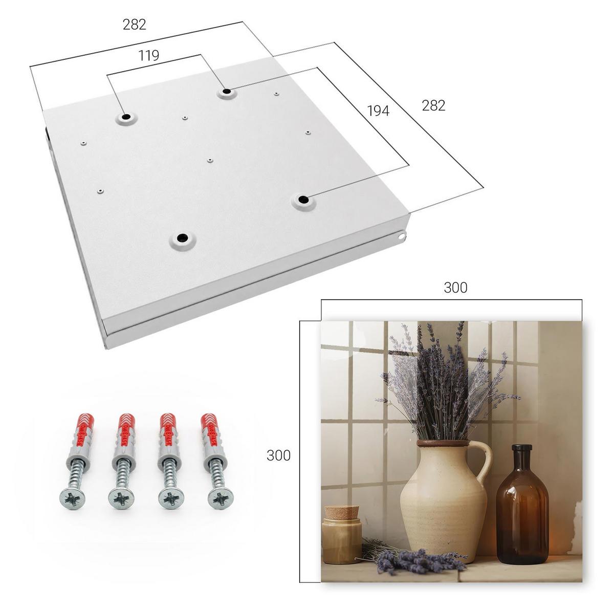 SCHLÜSSELBOX Weiß 30x30 cm – Türöffnung nach rechts - Lavendelvase - Beige, Metall (30/30/5cm) - TULUP