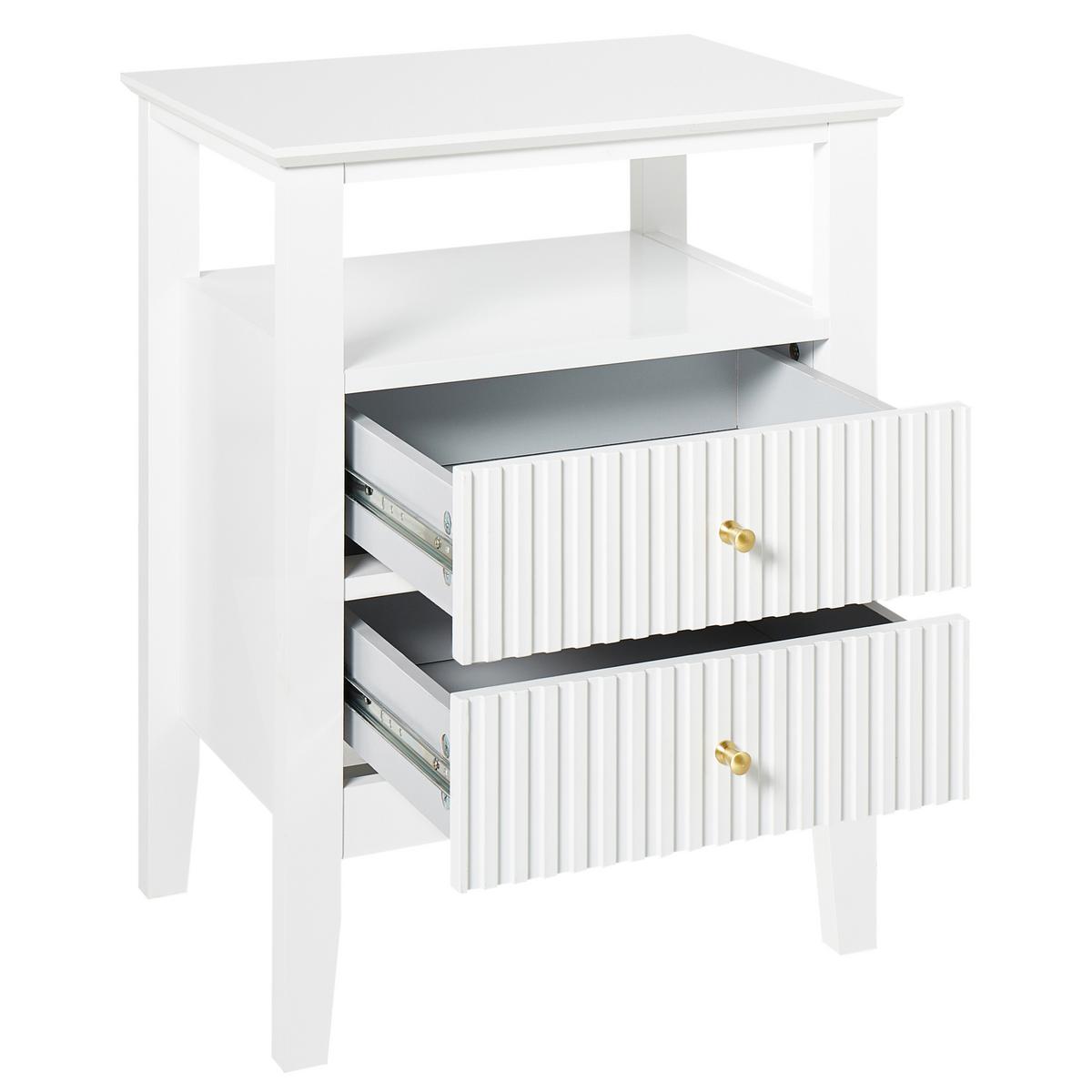NACHTTISCH mit 2 Schubladen Weiß Assisi - Weiß, Holzwerkstoff (35/48/62cm) - Beliani