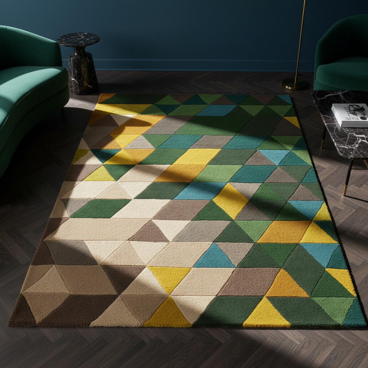 WOLLTEPPICH DERWENT, geometrisch, Grün, 80 x 150 cm - Grün, Textil (150/80cm) - KADIMA DESIGN
