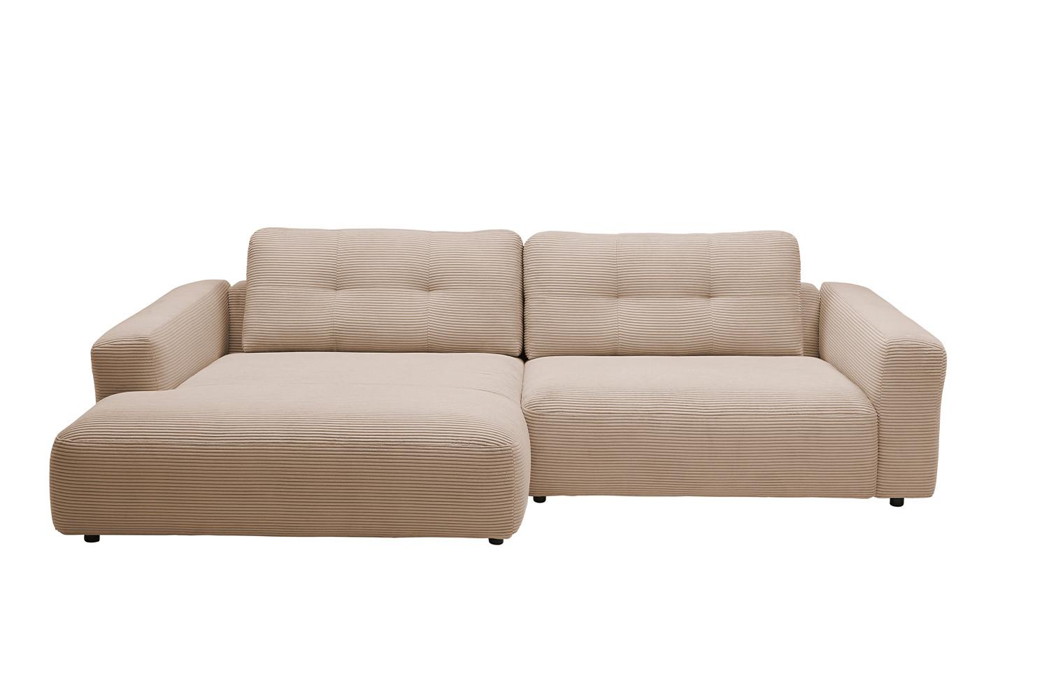 ECKSOFA XL MIKA Taupe Cord - Taupe/Schwarz, Kunststoff/Textil (296/167cm) - KAWOLA