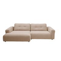 ECKSOFA XL MIKA Taupe Cord - Taupe/Schwarz, Kunststoff/Textil (296/167cm) - KAWOLA