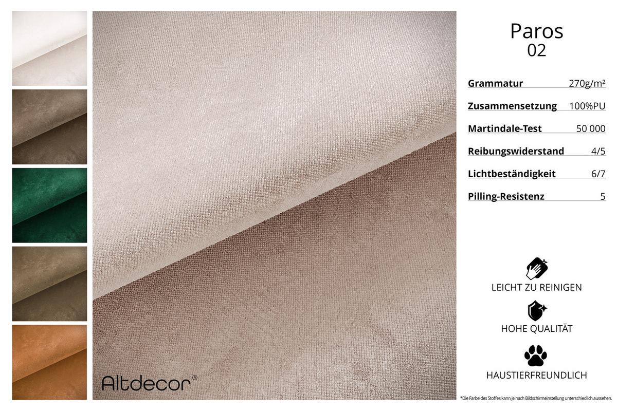 ECKSOFA mit Schlaffunktion und Bettkasten KLEEA-L - 247x143x83 cm Hellbraun Velours - Hellbraun/Schwarz, Holzwerkstoff/Kunststoff (247/143cm) - ALTDECOR