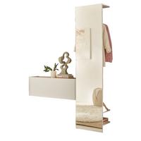 GARDEROBEN-SET 2-teilig weiß, Eiche Wotan 150 cm, Flurgarderobe mit Spiegel - Eiche Wotan/Weiß, Glas/Holzwerkstoff (150/200/30cm) - Furn.Design