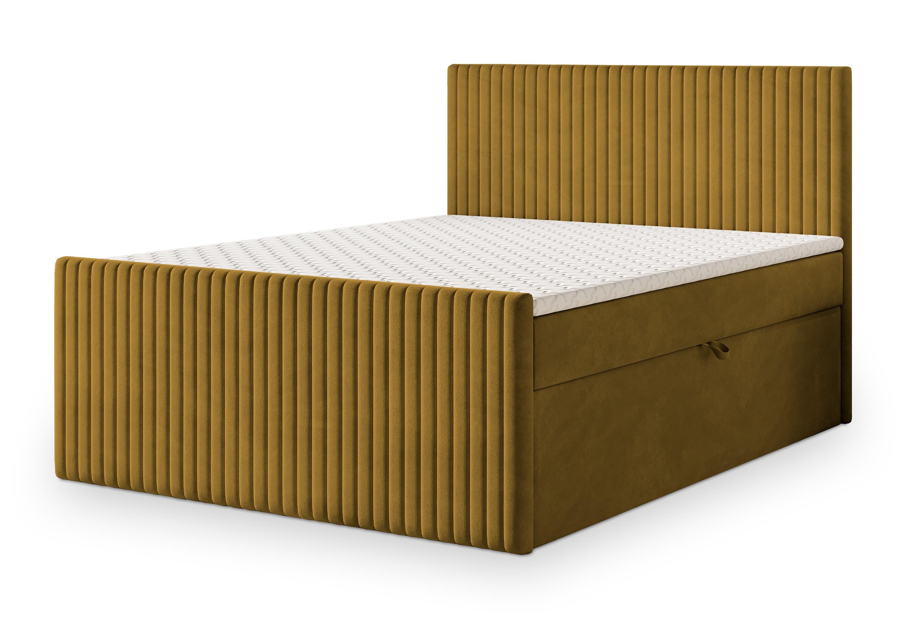 BOXBETT TERVAN 160x200 cm mit Matratze und Topper - Gelb - Gelb, Holz (160/200cm) - MASSENO