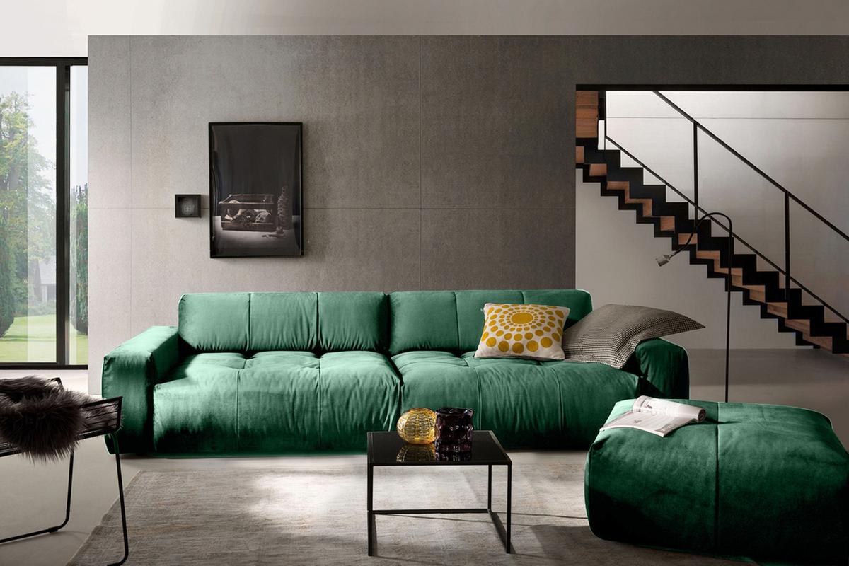 SOFA MIT SITZTIEFENVERSTELLUNG PALACE Smaragdgrün Webstoff Relaxfunktion - Smaragdgrün, Textil (298/74/120cm) - KAWOLA