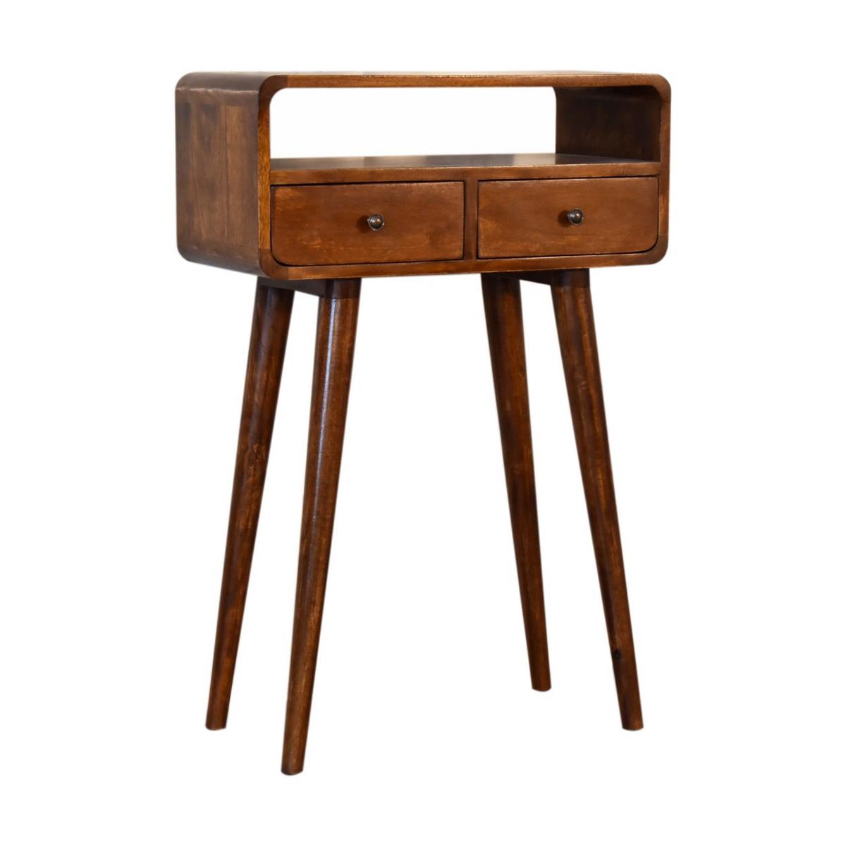 KONSOLENTISCH in Kastanien-Finish, 2 Schubladen, 1 Offenes Fach, Beine im Nordischen Stil, Braun - Messingfarben/Braun, Holz/Metall (30/60/90cm) - Artisan Furniture
