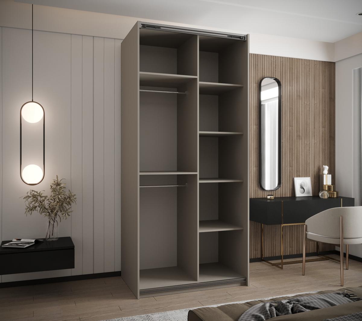 SCHWEBETÜRENSCHRANK 245,5/100/64 2-türig - Kaschmir/Goldfarben, Holz/Metall (100/245/64cm) - Abiks Möbel