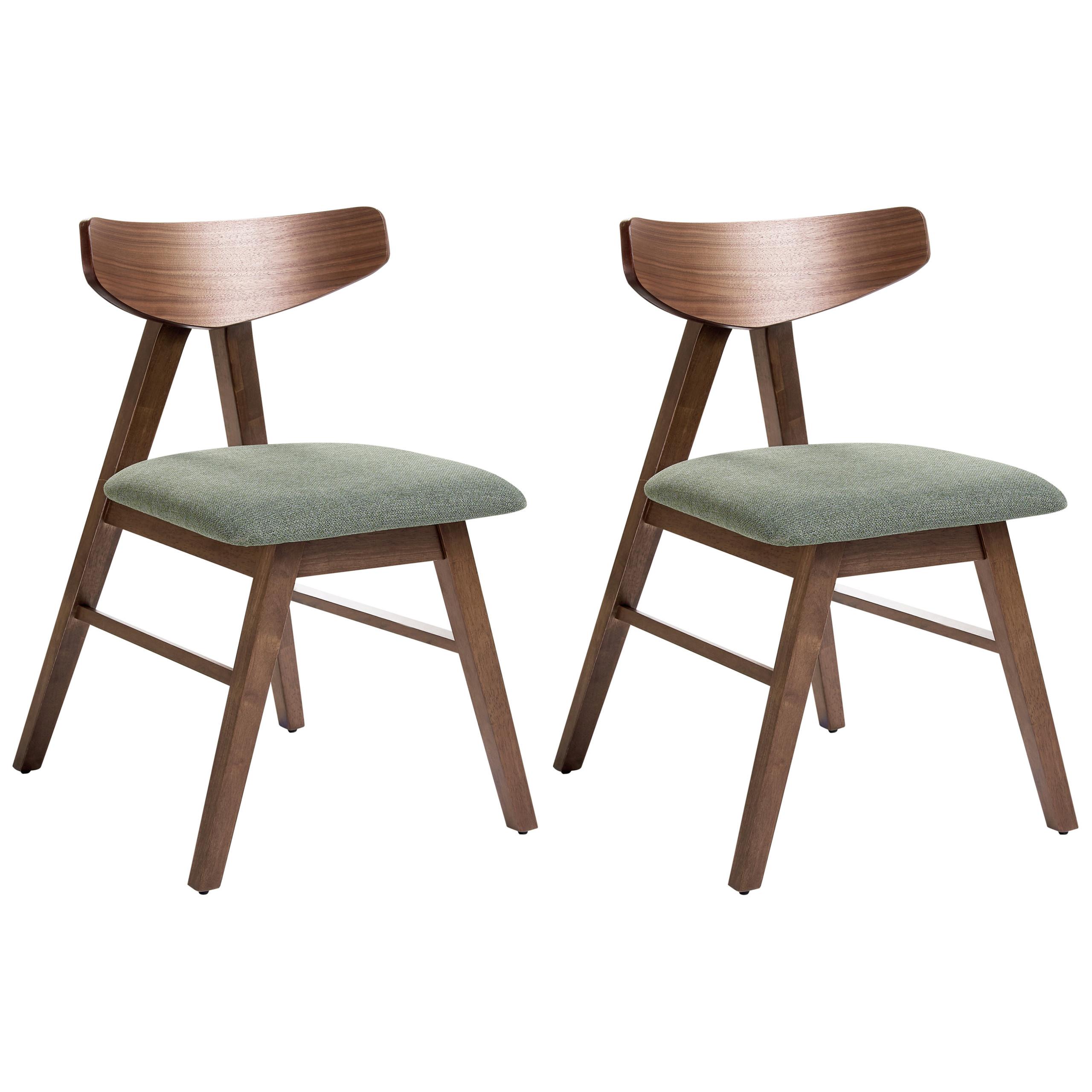 ESSZIMMERSTUHL 2er-Set Holz Braun/Grün Lacota - Dunkelbraun, Holz (50/77/58cm) - Beliani