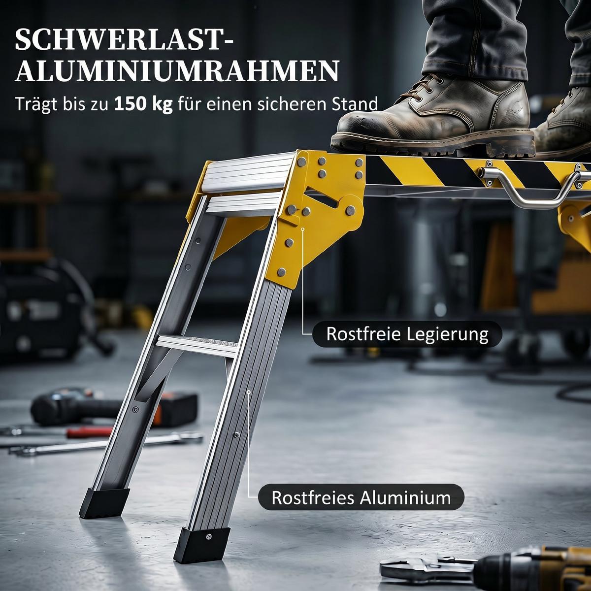 WERKBANK Aluminiumlegierung Schwarz - Schwarz, Metall (32/50/110cm) - HOMCOM