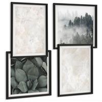 BILDER SET 4er Set - 50x50 cm & 40x60 cm Schwarzer Rahmen - Steinpastellmarmor - Schwarz, Kunststoff (50/50cm) - TULUP