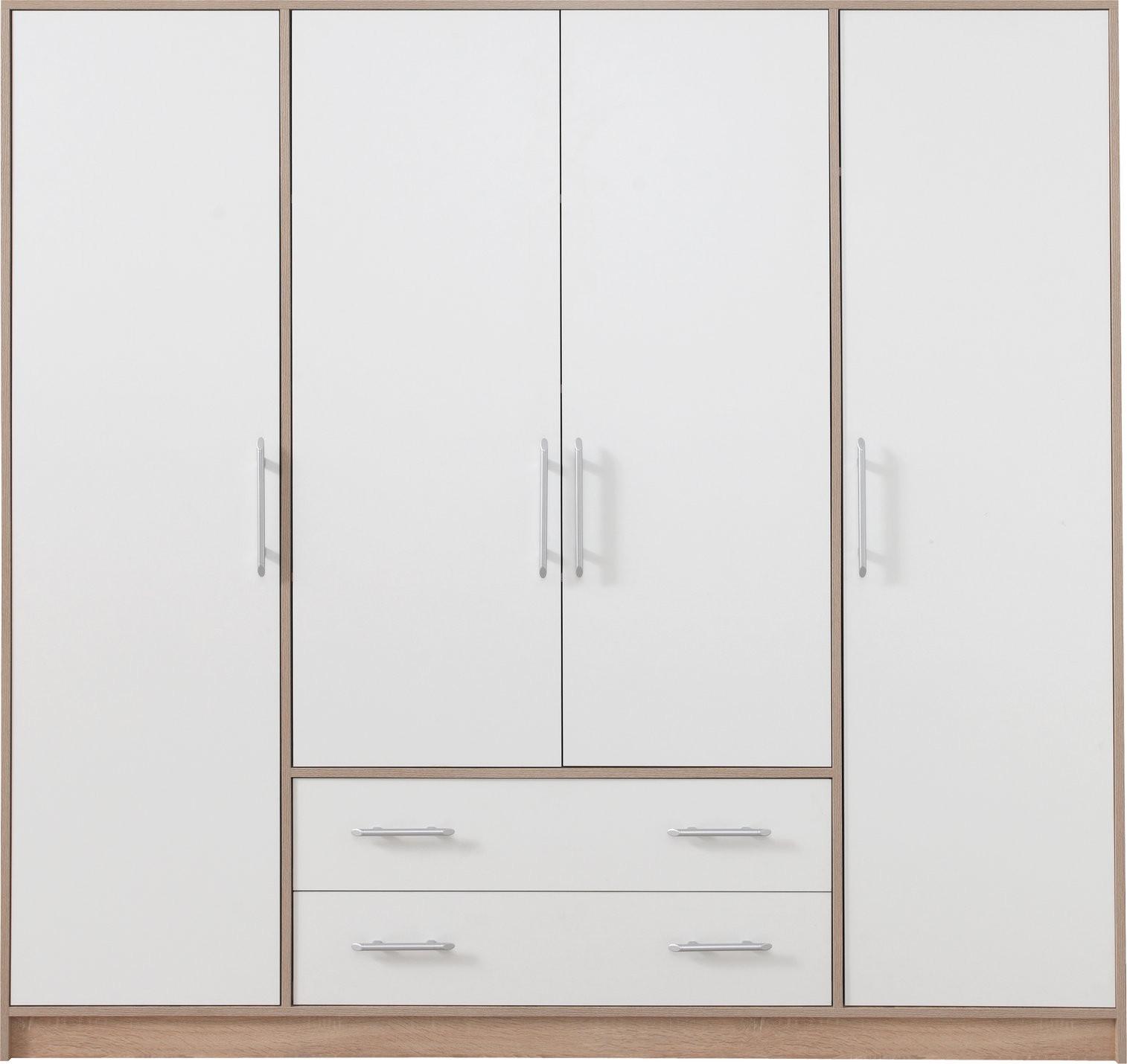 DREHTÜRENSCHRANK VANO 200/190/56cm 4-türig Weiß - Weiß, Holzwerkstoff (200/190/56cm) - MASSENO