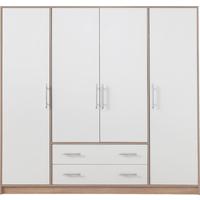DREHTÜRENSCHRANK VANO 200/190/56cm 4-türig Weiß - Weiß, Holzwerkstoff (200/190/56cm) - MASSENO
