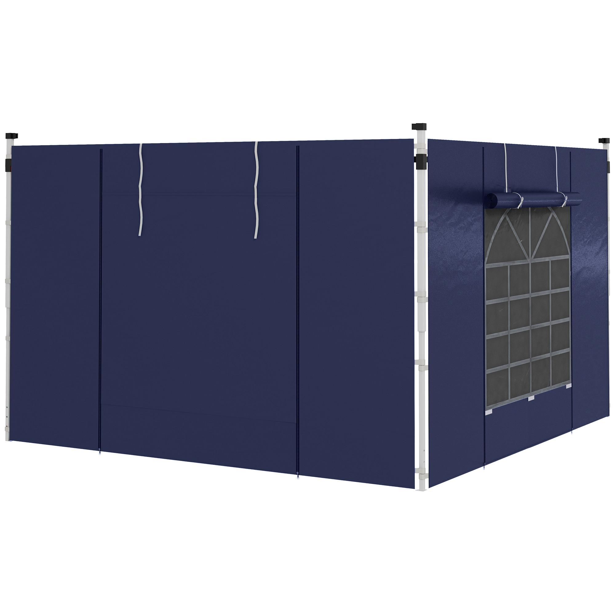 SEITENWÄNDE für 3 x 3/ 3 x 6 m Pavillon, Oxford, Blau - Blau, Kunststoff (1/195/295cm) - Outsunny