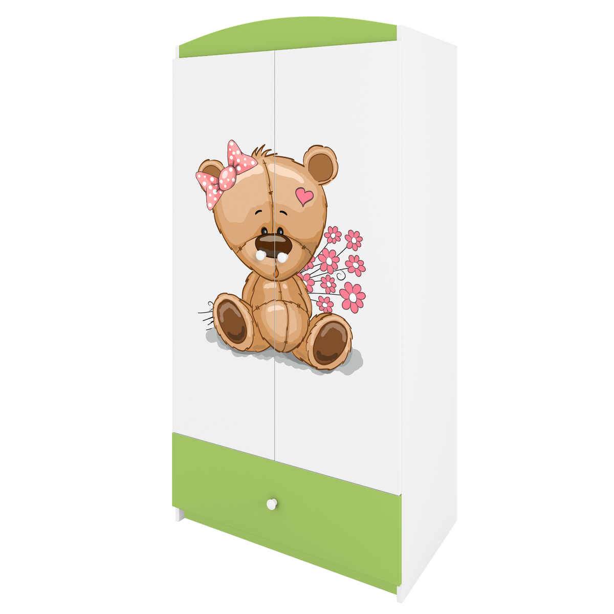 KINDERKLEIDERSCHRANK Teddybär II - Grün, Holzwerkstoff (90/175/52cm) - RAUMHIRSCH FURNITURE