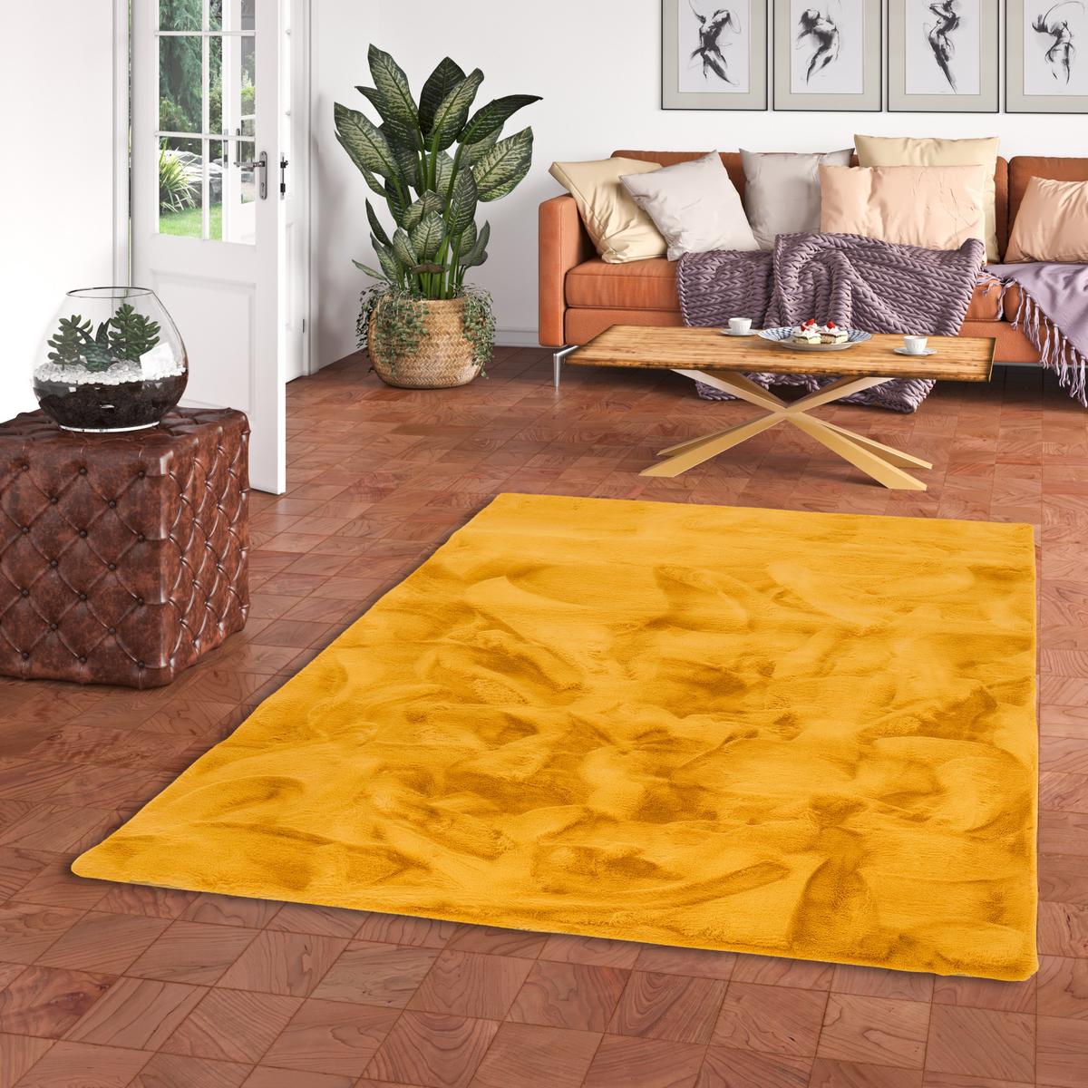 FELLTEPPICH LUXUS SUPER SOFT PLUSH - Currygelb, Textil (70/140cm) - Pergamon