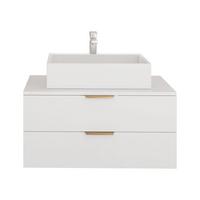 WASCHBECKENSCHRANK Mogares - Goldfarben/Weiß, Holzwerkstoff/Metall (81/40/46cm) - MIRJAN24