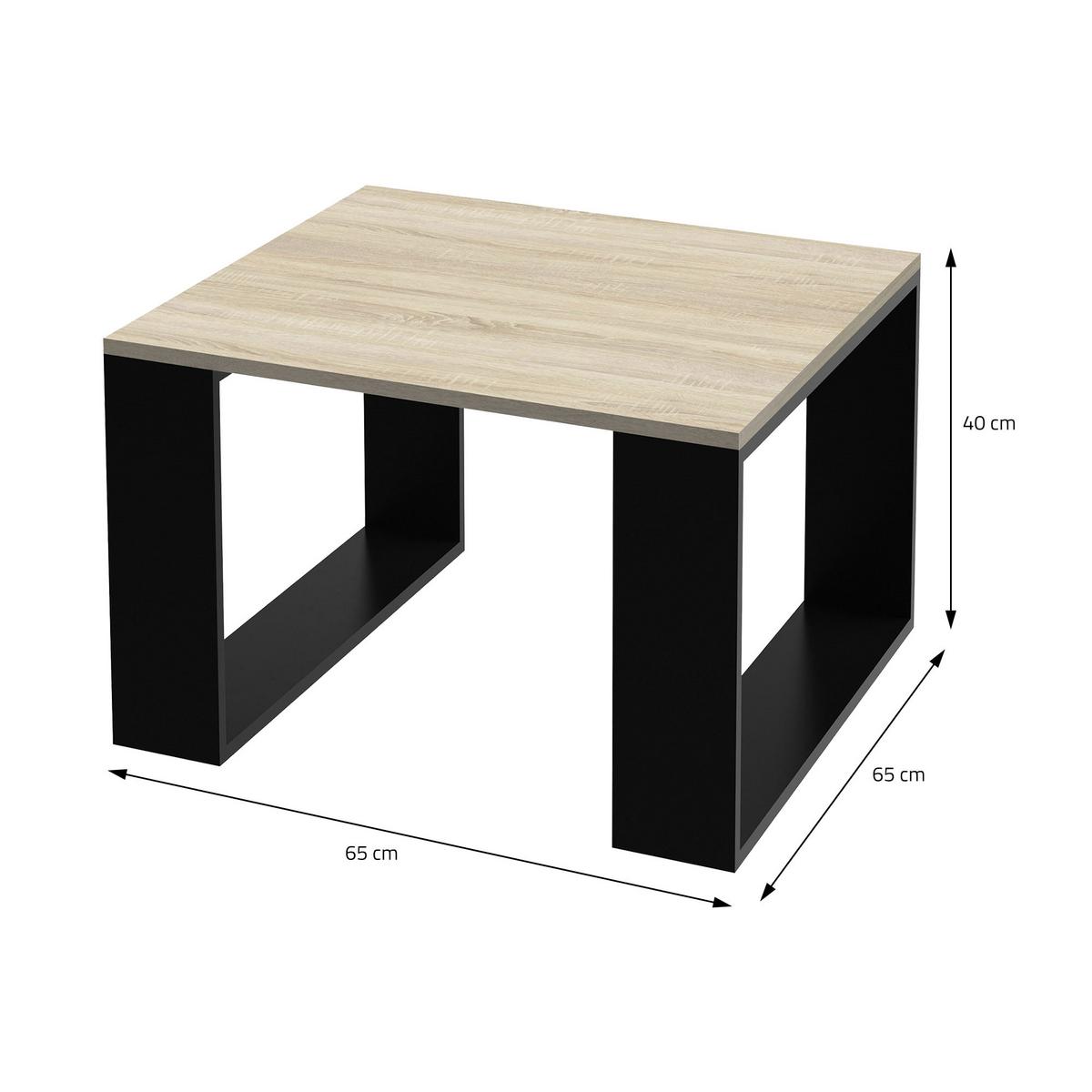COUCHTISCH 65x65x40 cm Eicheoptik-Schwarz mit Kufenbeine - Schwarz, Holzwerkstoff (65/65/40cm) - ML-DESIGN
