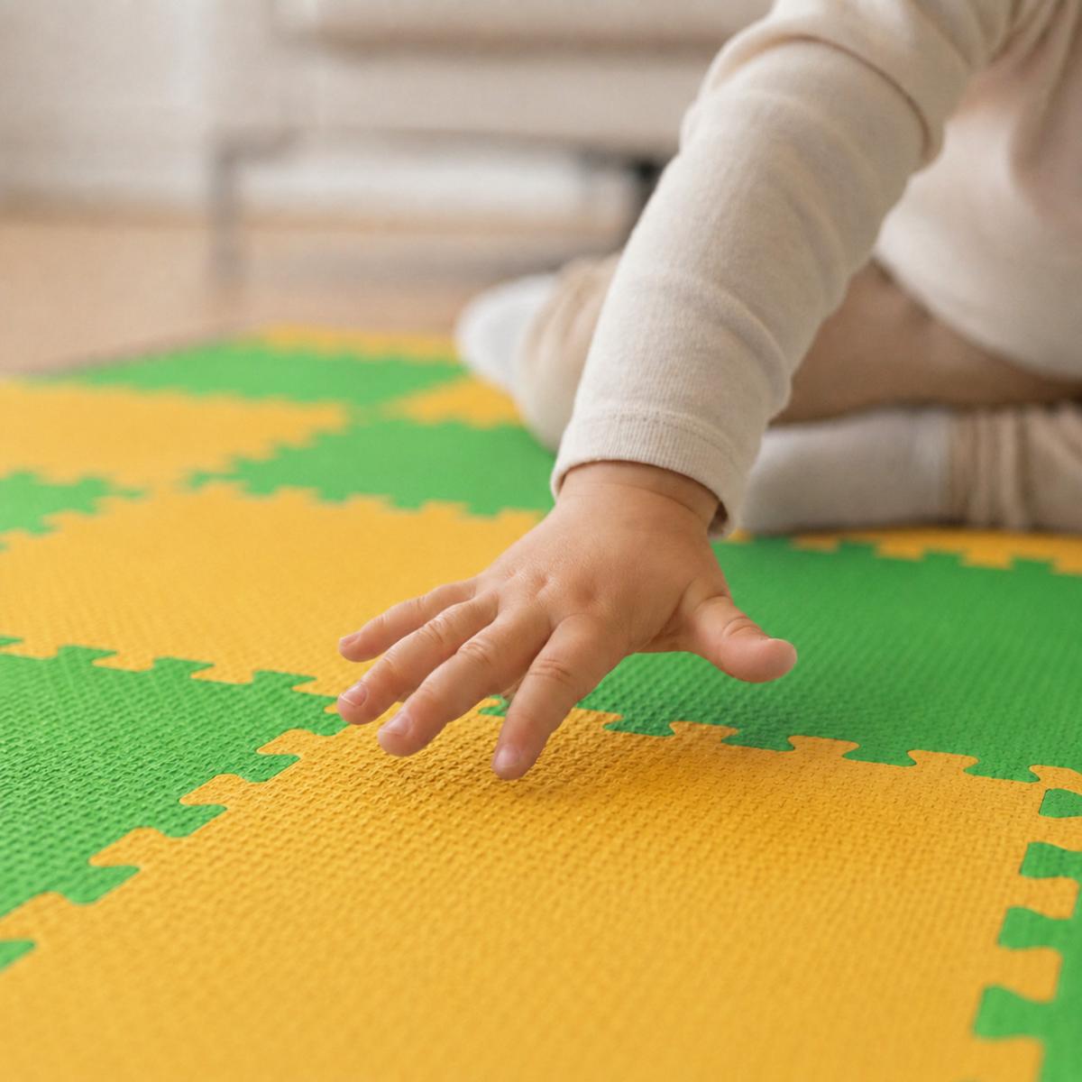 SPIELMATTE ab Null - 180/90/1 cm Puzzlematte Grün - Multicolor, Kunststoff (30/30cm) - Littletom