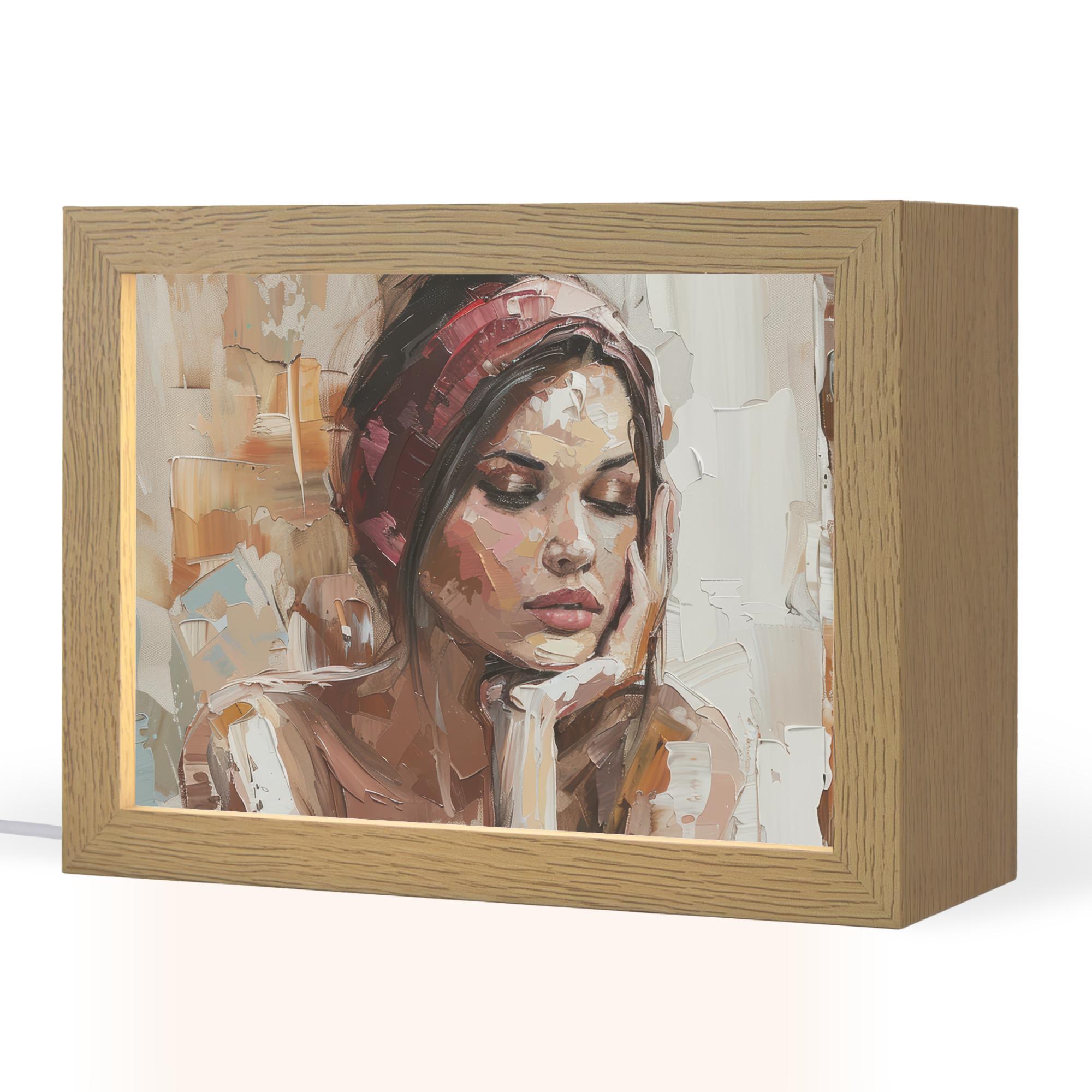 TISCHLEUCHTE Frau - Lackierung - Porträt - Modern 20x15 cm - Bronzefarben, Holzwerkstoff (8/20/15cm) - OnlyWow
