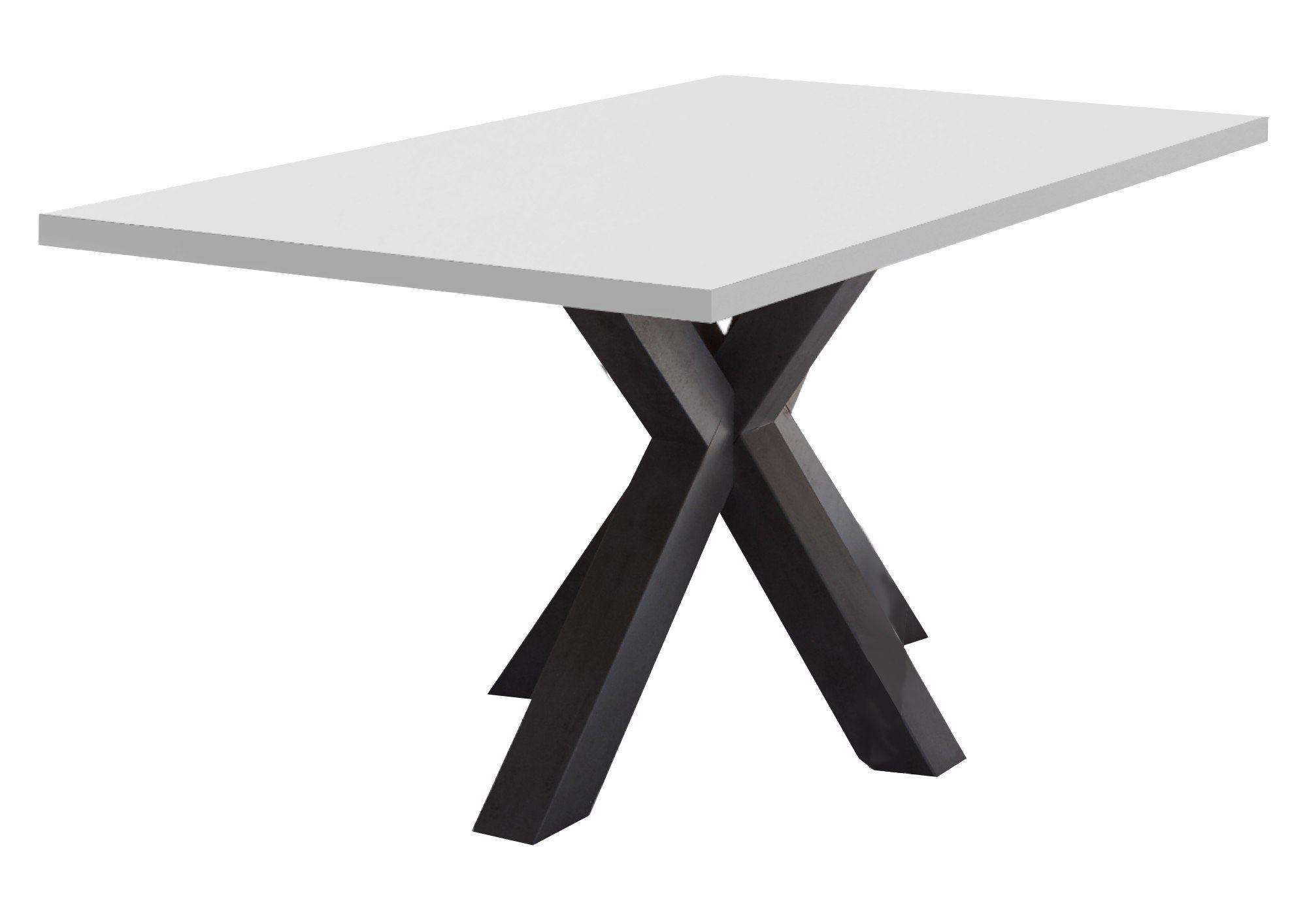 ESSZIMMERTISCH Elda 2 160 x 90 x 75 Esstisch Schwarzstahl/Weiß Matt Lack - Weiß, Holz (160/90/75cm) - 58aufmkessel