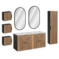 BADMÖBEL 120.4cm Gaia 2er-Set Holz in Eichenoptik und Schwarz - Braun, Holzwerkstoff (120.4/57/46cm) - Petits-meubles