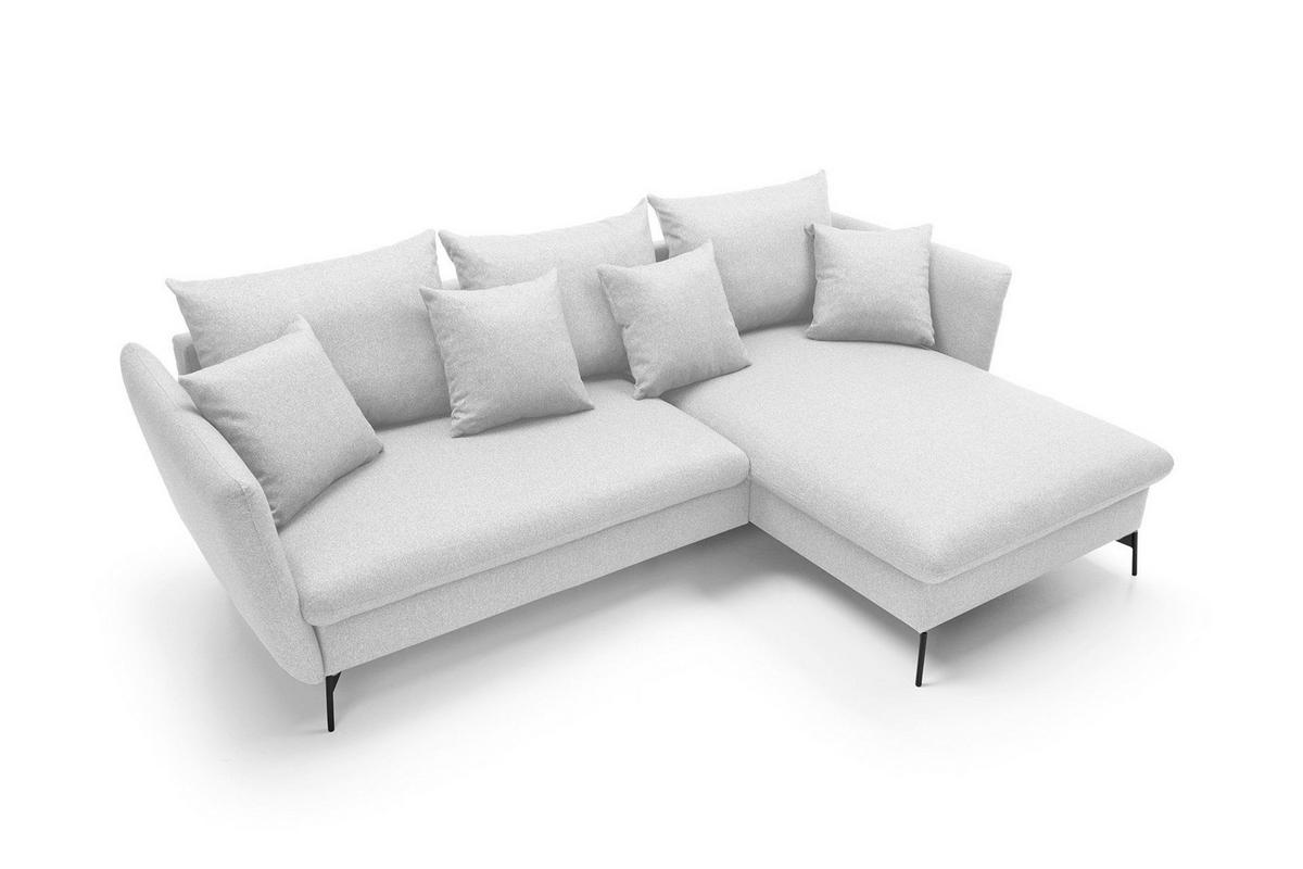 ECKSOFA FERRO Grau Geflochtener Stoff mit Schlaffunktion - Grau, Holz (258/167cm) - MASSENO