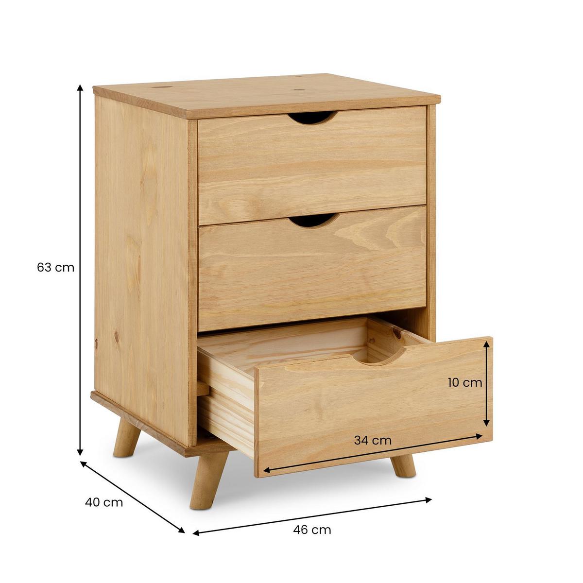 NACHTTISCH JALISCO - Kieferfarben, Holz (46/62/39cm) - IDIMEX