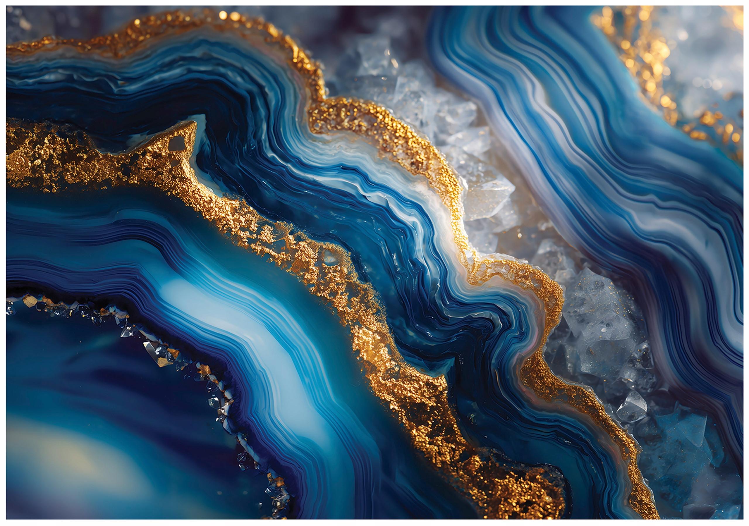FOTOTAPETE Marmor Abstrakt Blau 300x210 cm - Multicolor, Papier (300/210cm) - Wallarena